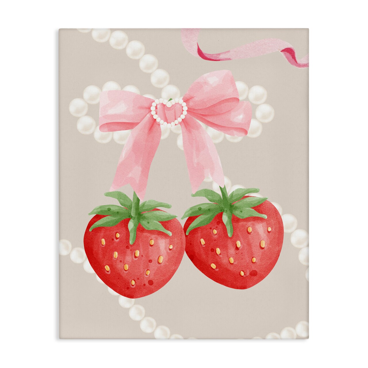 Stupell Industries Feminine Strawberry Pearls Canvas, design by Jesse Keith